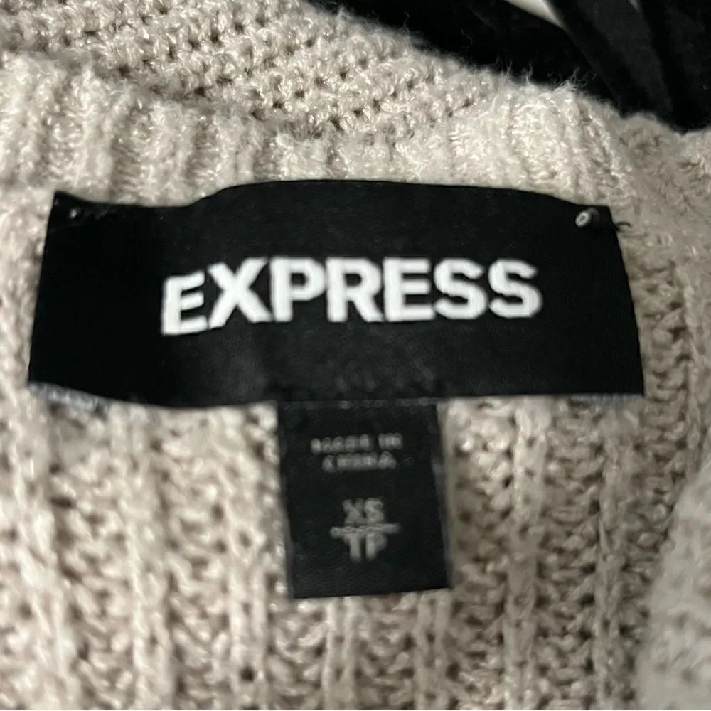Express Oversized Knit Boho Sweater Cream Pink Size XS - Picture 3 of 3